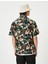 4SAM60042HW 9d8 Yesıl Desenlı Erkek Vıskoz Dokuma Kısa Kollu Gomlek 2