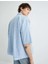 Oversize Gömlek Kısa Kollu Cep Detaylı Klasik Yaka - Koton - 4SAM60201HW - Mavi Çizgili - M 2