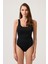 Siyah U Yaka Spor Mayo Sporty One Piece 1