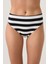 Siyah-Beyaz Çizgili Yüksek Bel Bikini Altı Sporty Bottom 1