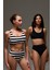 Siyah-Beyaz Çizgili Yüksek Bel Bikini Altı Sporty Bottom 7