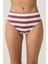 Bordo-Beyaz Çizgili Yüksek Bel Bikini Altı Sporty Bottom 1