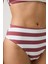 Bordo-Beyaz Çizgili Yüksek Bel Bikini Altı Sporty Bottom 2