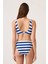 Lacivert-Beyaz Çizgili Yüksek Bel Bikini Altı Sporty Bottom 4