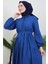 Evren Düğmeli Elbise Mavi 5