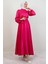 Saten Kemerli Elbise Pembe 2