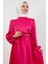 Saten Kemerli Elbise Pembe 5