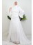 Kolu Volanlı Yoryo Elbise Beyaz 1