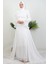 Kolu Volanlı Yoryo Elbise Beyaz 4
