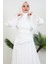 Kolu Volanlı Yoryo Elbise Beyaz 5