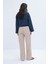 Bej-Likralı Geniş Paça Gabardin Pantolon 4
