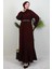 Zincir Kuşaklı Tesettür Elbise Koyu Bordo 1