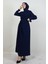 Tuay Pile Detay Elbise Lacivert 3