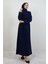Tuay Pile Detay Elbise Lacivert 4
