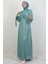Göğsü V Drapeli Elbise Mint 1