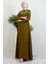 Nisan Taşlı Elbise Yağ Yeşil 4