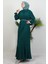 Zincir Kuşaklı Tesettür Elbise Zümrüt 1