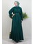 Zincir Kuşaklı Tesettür Elbise Zümrüt 2