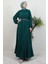 Zincir Kuşaklı Tesettür Elbise Zümrüt 3