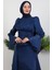Kolu Volanlı Yoryo Elbise Lacivert 5