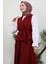 Yakalı Etekli Takım Bordo 5