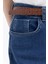 Koyu Mavi-Likralı Geniş Paça Denim Pantolon 4