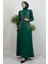 Mia Taşlı Tesettür Elbise Yeşil 3