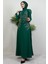 Mia Taşlı Tesettür Elbise Yeşil 4
