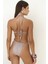 Bunga Bağlamalı Büzgü Detay Lila Bikini Üstü 7