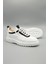Drew Model Hakiki Deri El Yapımı Erkek Beyaz Siyah Rugan Sneakers Ayakkabı 1