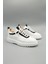 Drew Model Hakiki Deri El Yapımı Erkek Beyaz Siyah Rugan Sneakers Ayakkabı 2