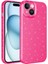 iPhone 15 Plus Uyumlu Kamera Korumalı Simli Lüks Hzrv Koton Kapak-Pembe Koyu 4
