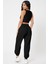 Kadın Siyah Kaşkorse Cepli Jogger Eşofman Altı ve Crop Top Bluz 2
