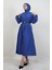 Tam Boy Düğmeli Elbise Koyu Mavi 3