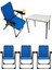 4'lü Mavi Piknik Sandalye ve Katlanır Mdf Masa Takımı 1