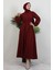Çift Cepli Poplin Elbise Bordo 1