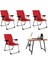 Kırmızı 4'lü Katlanabilir Sandalye ve Masa Seti, Şık ve Kullanışlı Tasarım 1