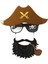 Kahve Renk Şapkalı Siyah Sakallı Pipolu Jack Sparrow Denizci Korsan Gözlüğü 24X25 cm 1