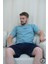 Mavi Şortlu Kısa Kollu Erkek Pijama Takımı 1
