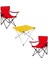 2'li Katlanır Kamp Sandalyesi ve Masa Seti, Kırmızı/sarı, Hafif ve Pratik 1