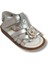 1658-20 Çapraz Desen Çiçekli Kız Çocuk Sandalet 21-25 1