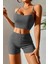 Kadın Antrasit Gri Şortlu Kaşkorse Gecelik Takım 1