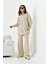 Kadın Taş Detaylı Takım Beige 3