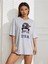 Kadın / Kız Usa Amerikalı Kız Baskılı Gri Siyah Oversize T-Shirt Salaş Boyfirend 4