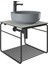 Volo 45 cm Yuvarlak Mat Gri Lavabolu Metal Banyo Mobilya Seti 310300104132 1