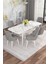 Arven Serisi 80X132 Açılabilir Mdf Beyaz Mermer Desen Mutfak Masa Takımı 6 Sandalye 2