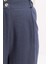 Indigo-Pileli Geniş Paça Keten Pantolon 4