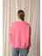 Üç Iplik Sıfır Yaka Çimalı Kadın Pembe Sweat 4