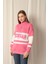 Üç Iplik Michigan Baskılı Fermuarlı Kadın Pembe Sweat 4