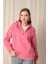 Üç Iplik Kumaş Fermuarlı Kadın Pembe Sweat 3